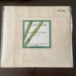 Bamboo Fiber California King Cream Colored Sheet Set. NWOT